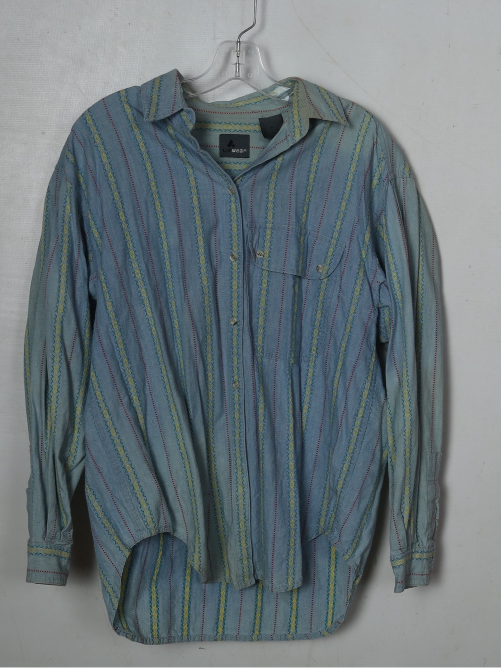 Casual Light Blue Striped Button-Down Shirt by No Brand